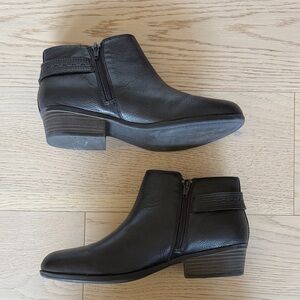 Clarks Black Leather Ankle Booties